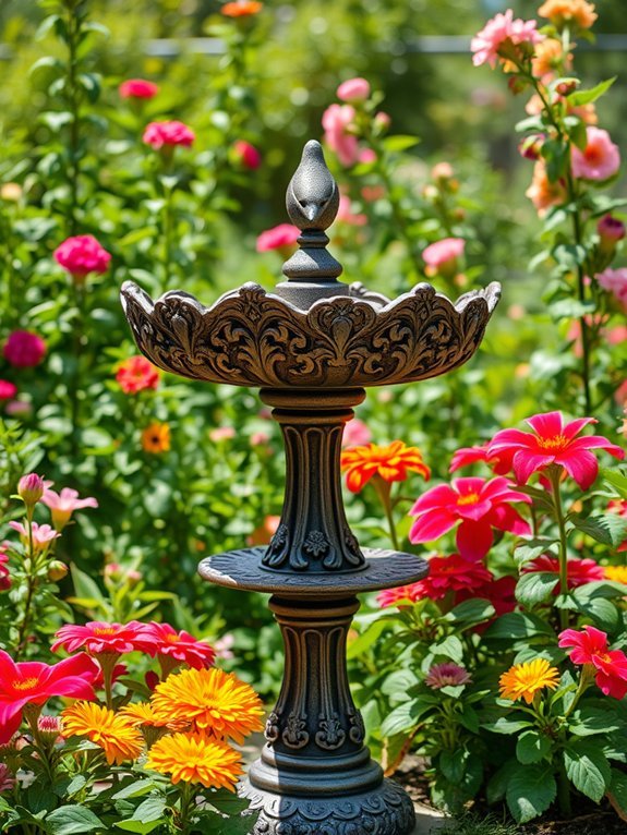 antique cast iron birdbath