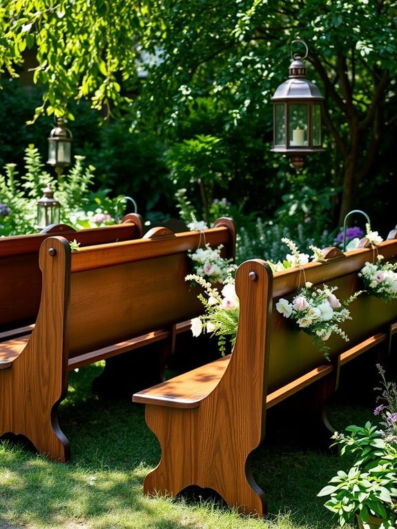 antique wooden church seating