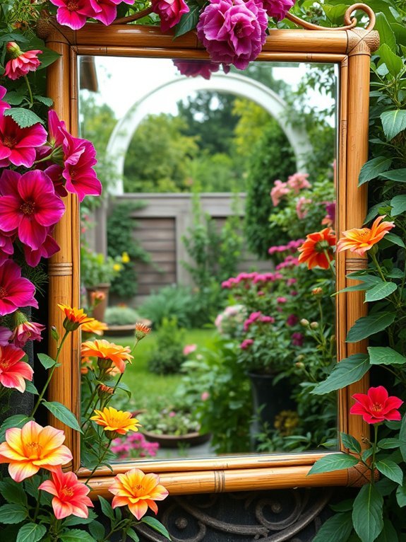 bamboo framed decorative mirror