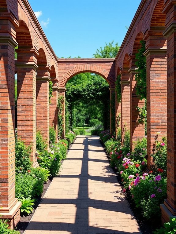brick detailed columned pathway