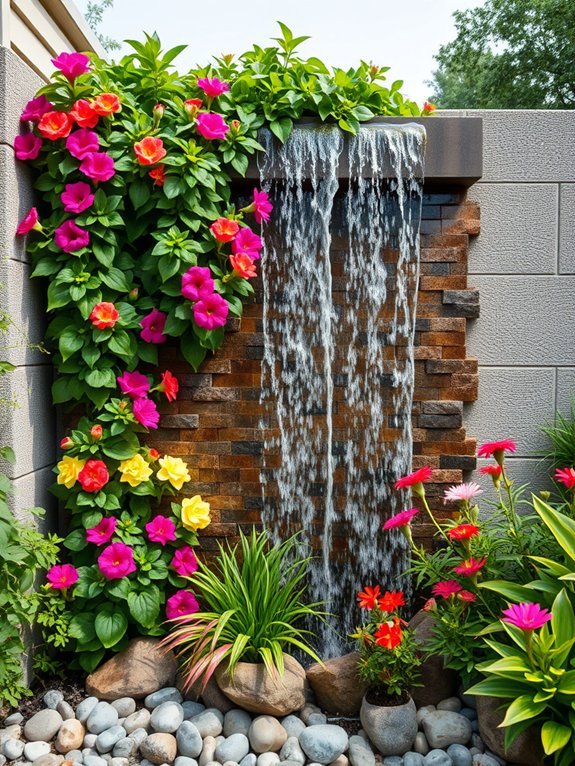 cascade down vertical wall