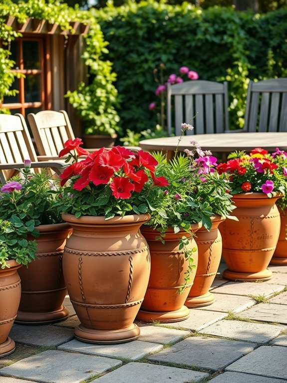 clay gardening containers