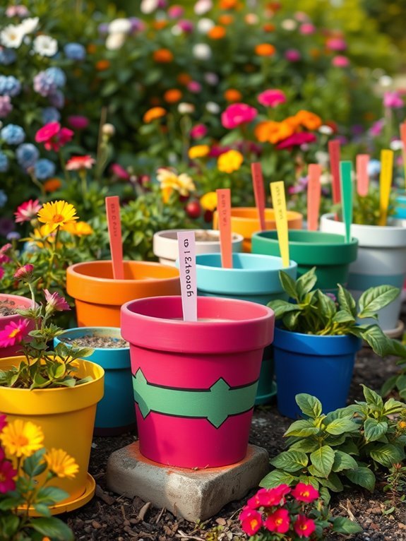 colorful decorated plant containers