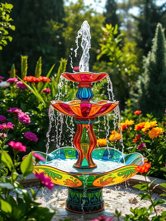 colorful glass water feature