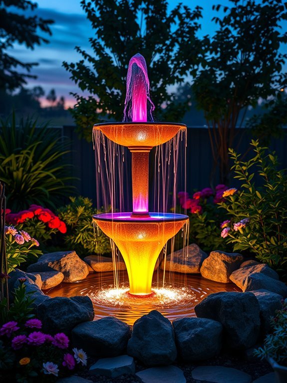 colorful illuminated water feature