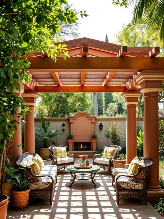 colorful tiled pergola design