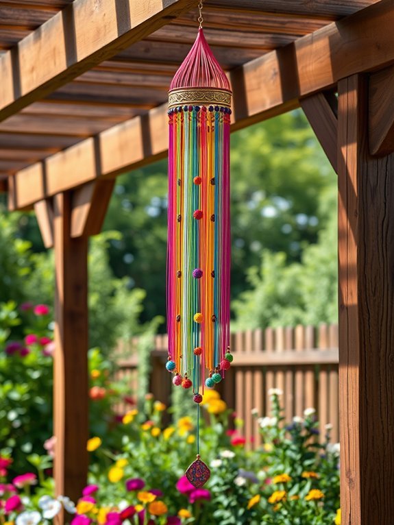 colorful twirling decorative chimes