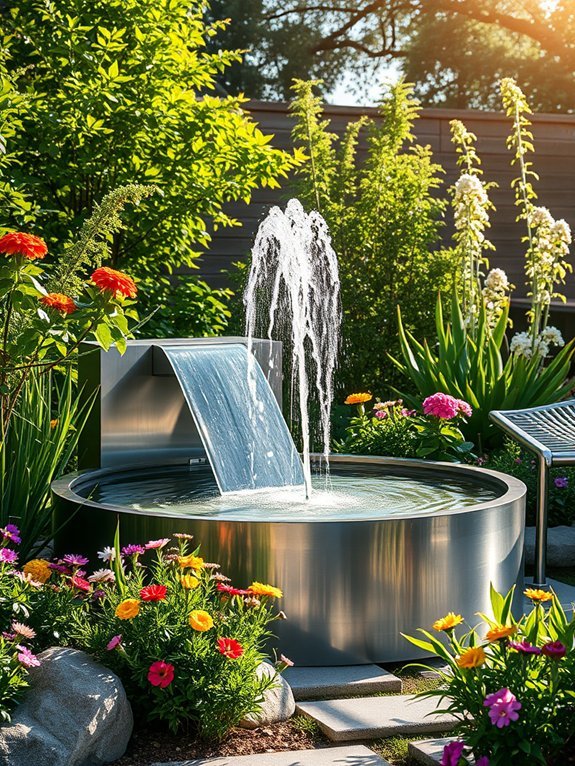 contemporary metal water display