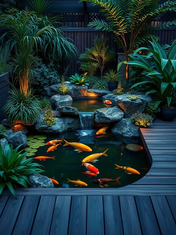 decked elevated koi pond