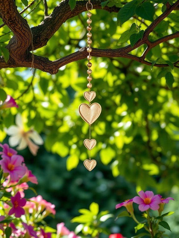 decorative heart shaped chimes