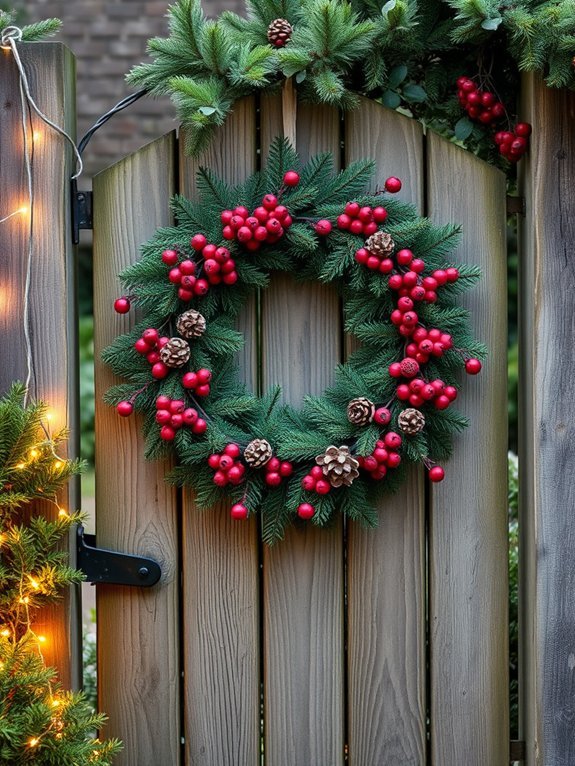 decorative holiday wreaths displayed