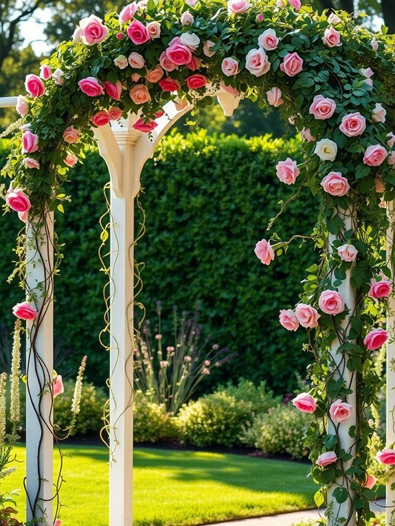 flower adorned garden archway