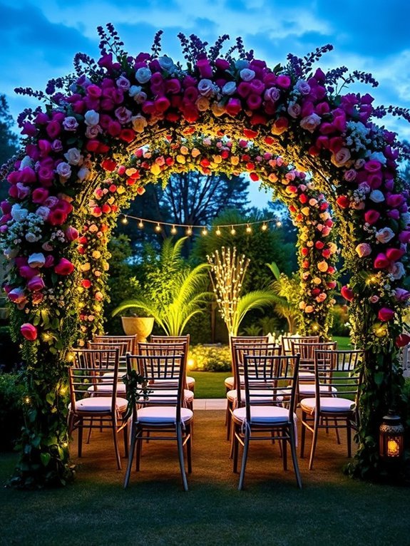 flower arch seating area