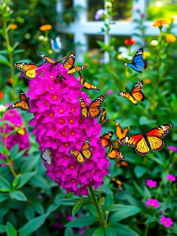 flowering plant attracting butterflies