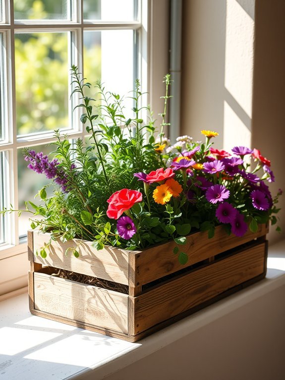 garden in wooden crate