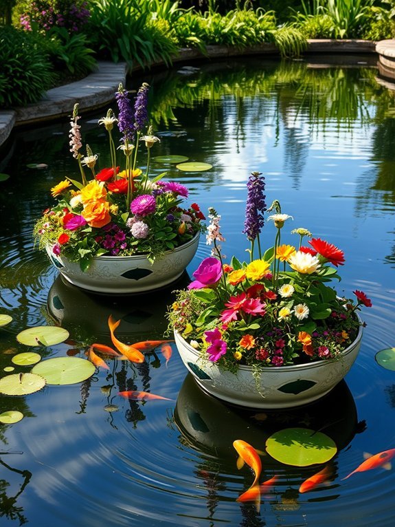 garden planters on water
