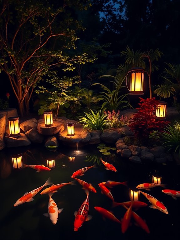 glowing serene koi pond