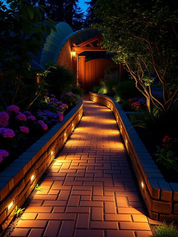 illuminated elevated brick pathway