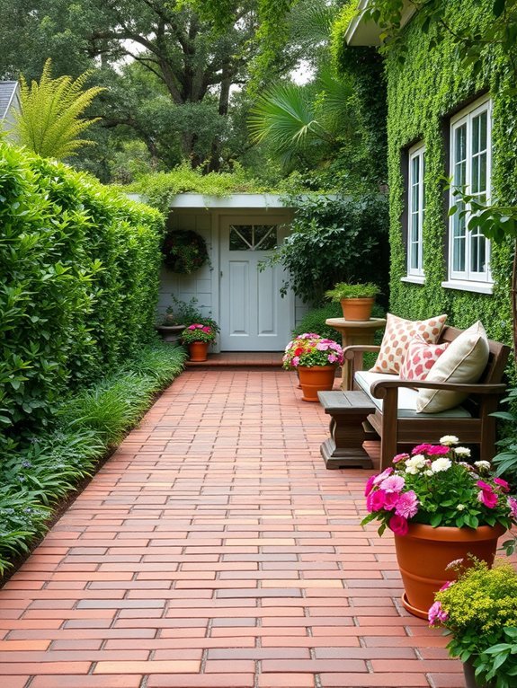 inviting brick seating pathway
