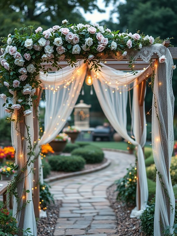 lace adorned rustic outdoor structure