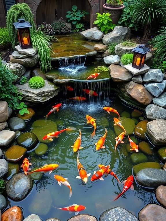 layered koi pond structure