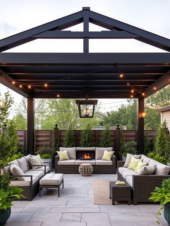 metal accents pergola structure
