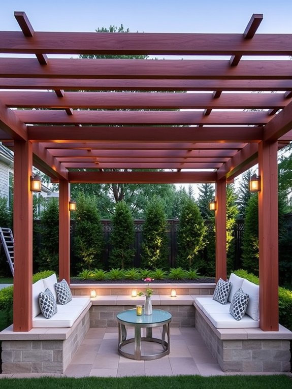 modern pergola with seating