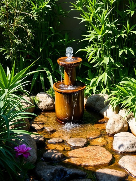 natural bamboo water feature