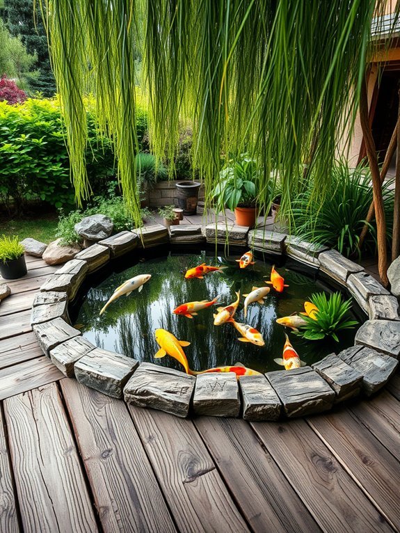 natural wooden pond setting