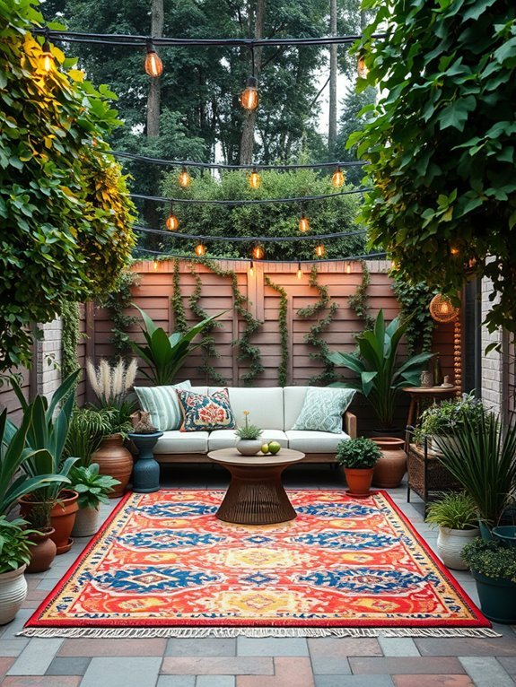 outdoor rugs create zones