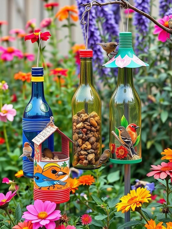 recycled materials bird feeders