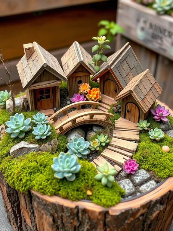 repurposed wood fairy garden