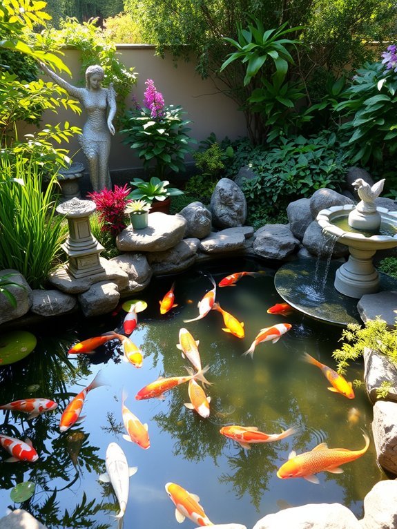 sculptural koi pond beauty