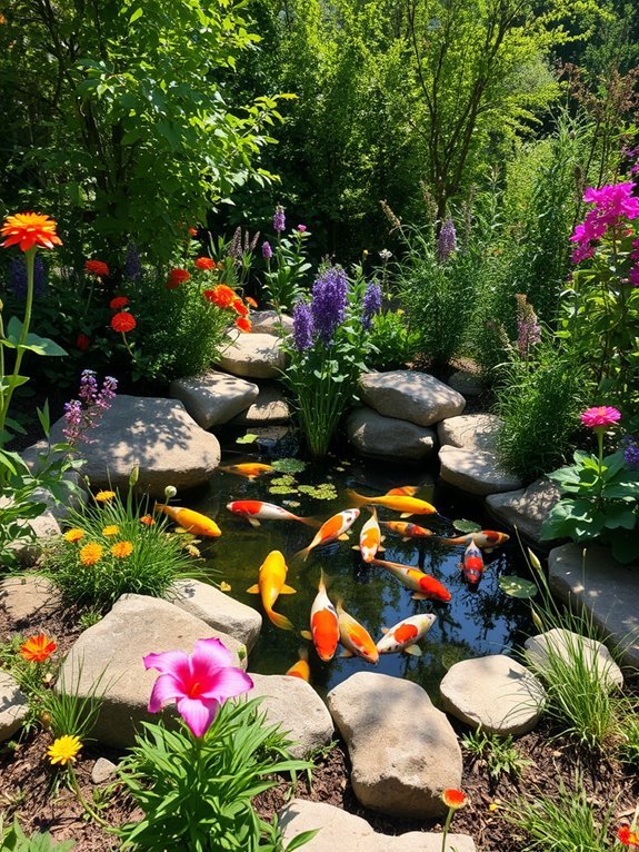 secluded koi pond oasis