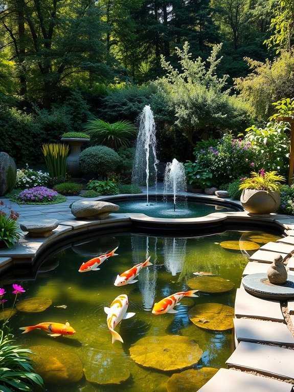 serene koi pond fountains