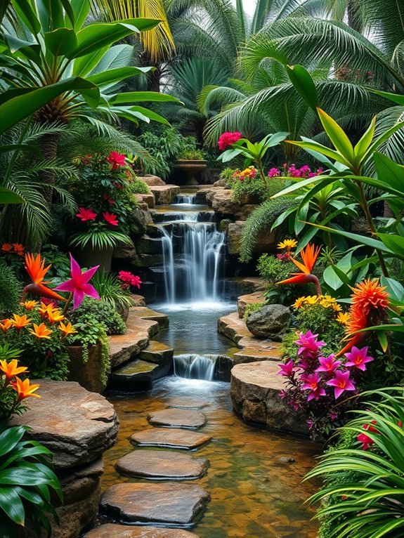 serene waterfall in paradise