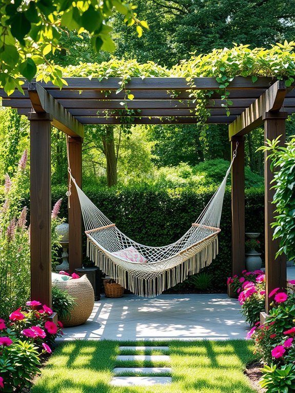 stylish hammock pergola setup