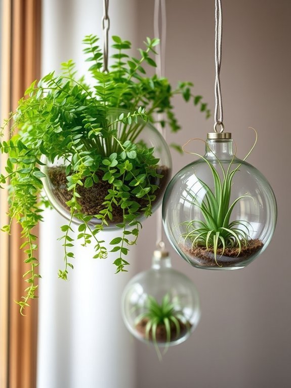 suspended indoor plant display