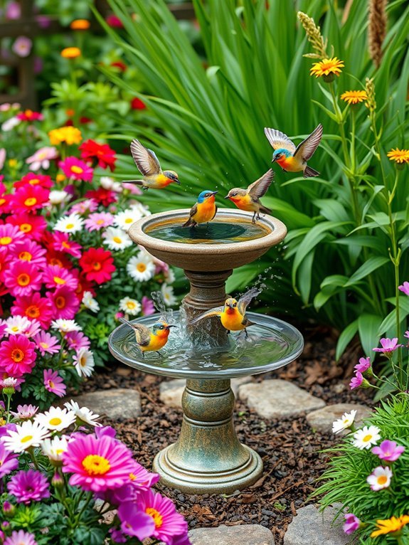 sustainable solar powered birdbath