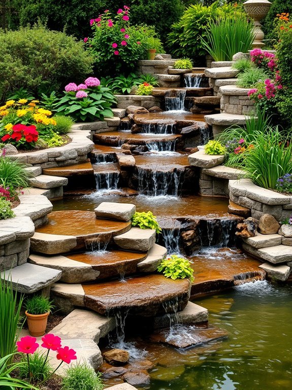 tiered cascading water feature