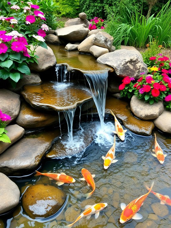 tranquil cascading water feature