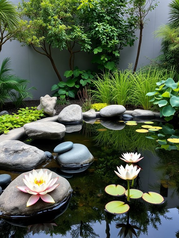 tranquil modern water garden