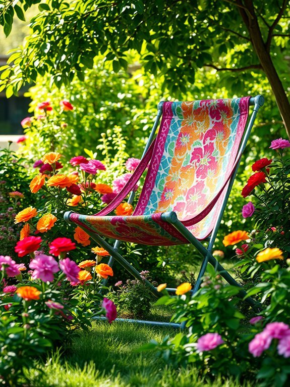 vibrant patterned hanging seat