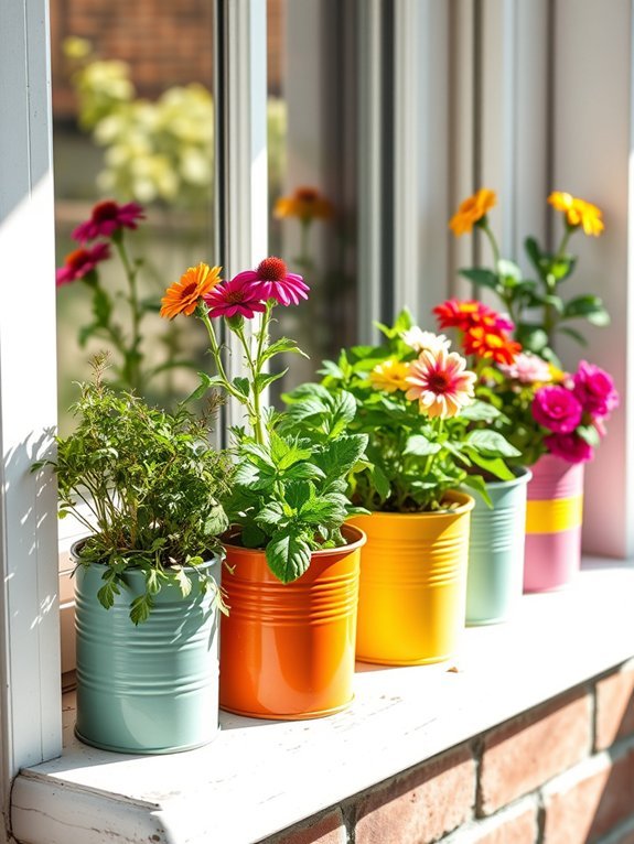 vibrantly decorated metal cans