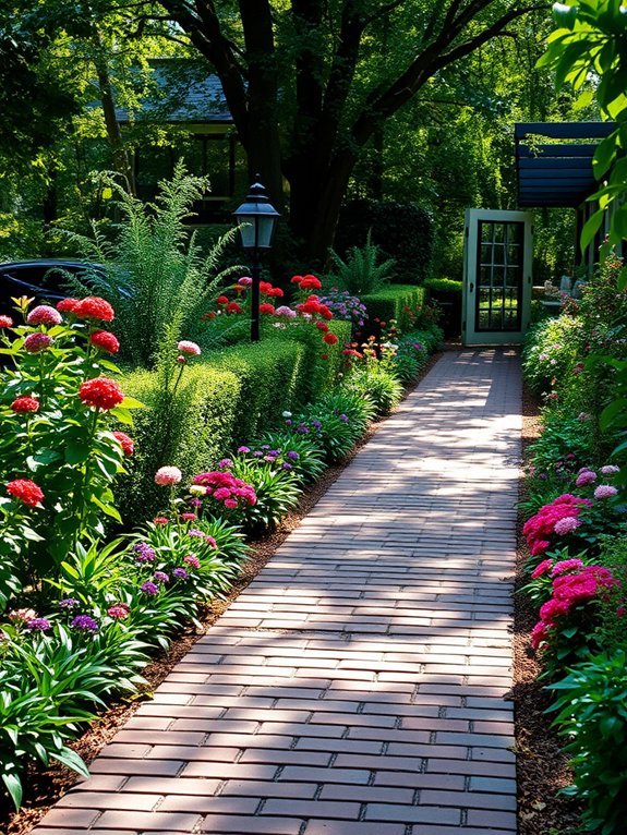 vintage textured brick pathway
