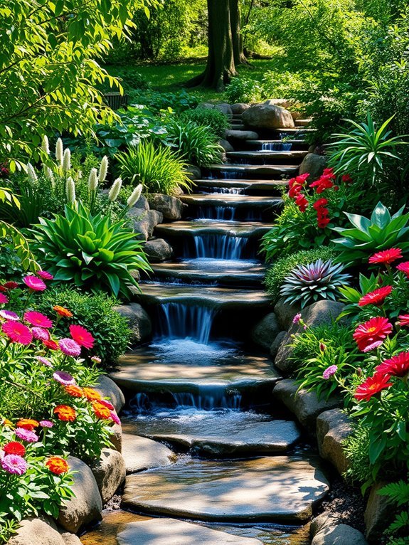 waterfall pathway with streams