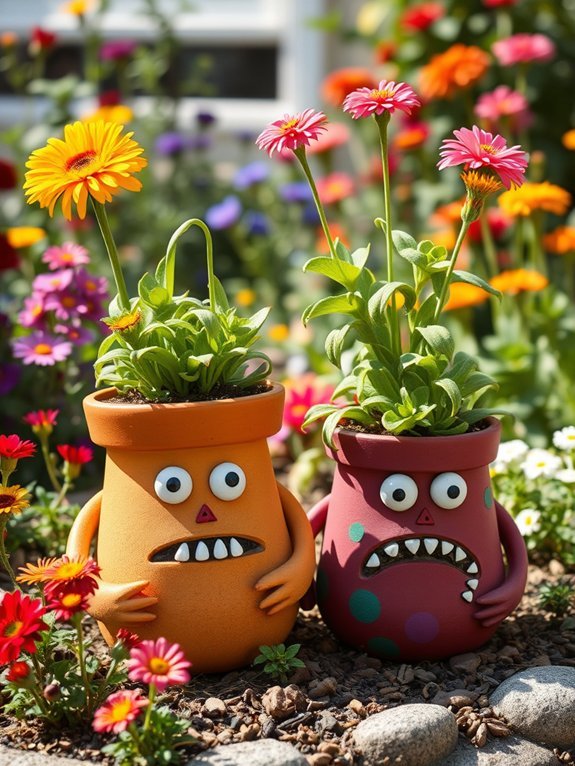 whimsical garden creature pots